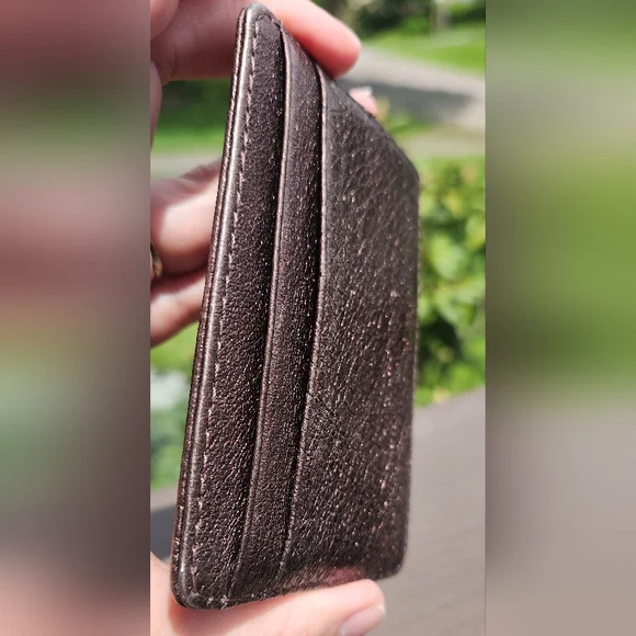 Tory Burch Metallic Brown Card Holder W/ Gold Emblem - Picture 5 of 8